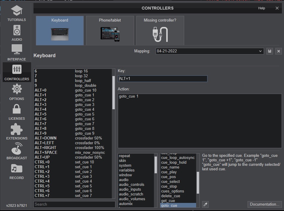 Keyboard Mapping Interface