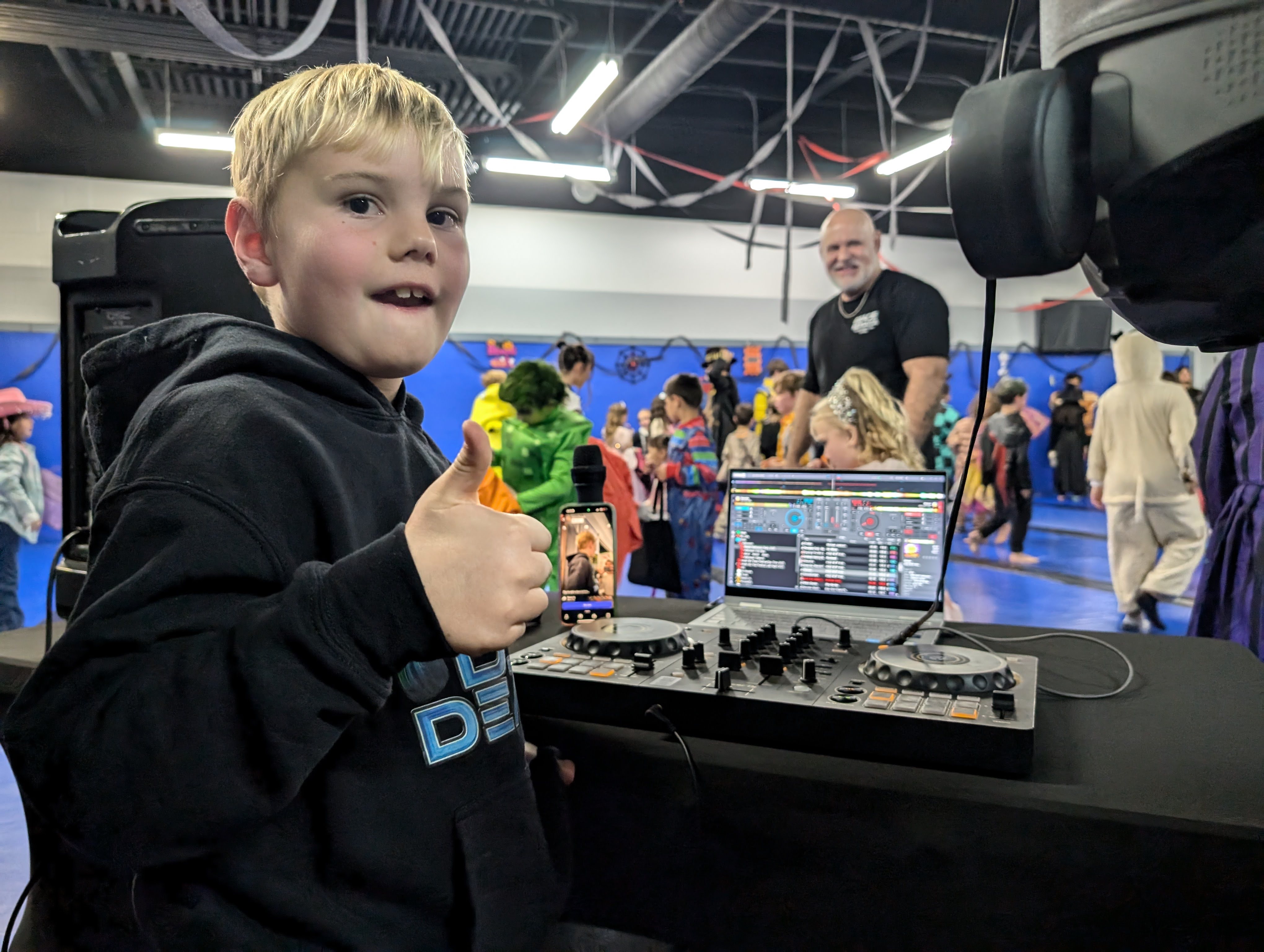 7 year old DJ Deacan DJing for Gracie Jiu Jitsu Halloween Party 2025