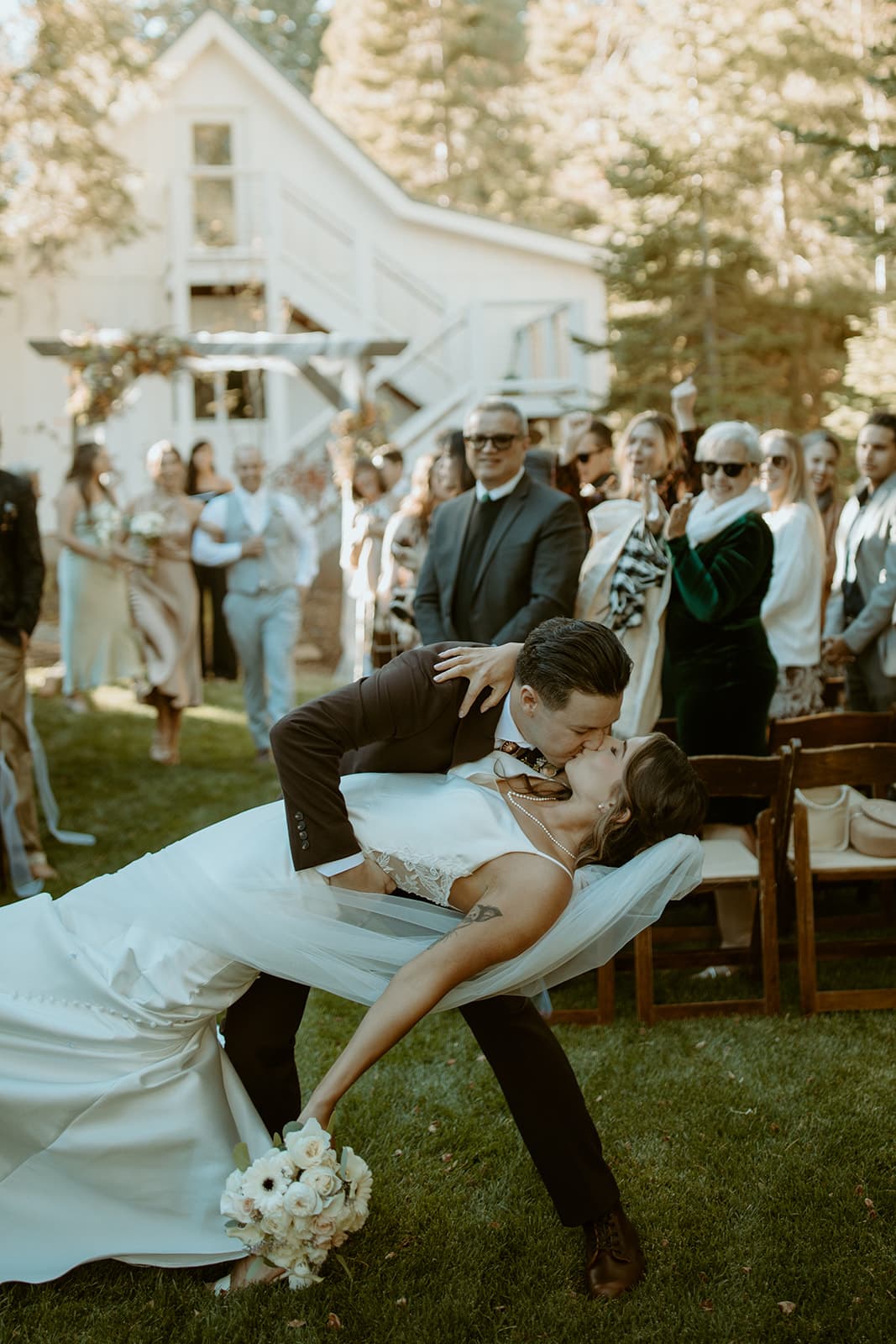 Devin & Emily's first kiss at their wedding ceremony - DJs In Reno