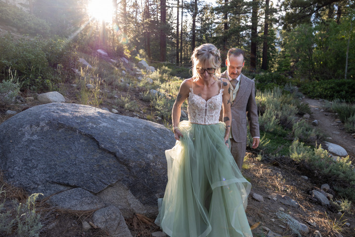 A photo of Amy & Justin Gunderson at their wedding at Galena Creek Fish Hatchery, Reno, NV, featuring premier Reno DJ services.