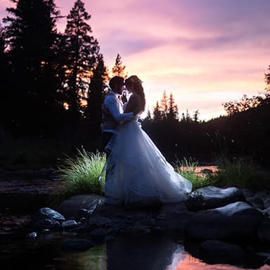 Shannon and Ryan Figueroa's elegant wedding reception at Twenty Mile House in Graegle, CA with packed dance floor